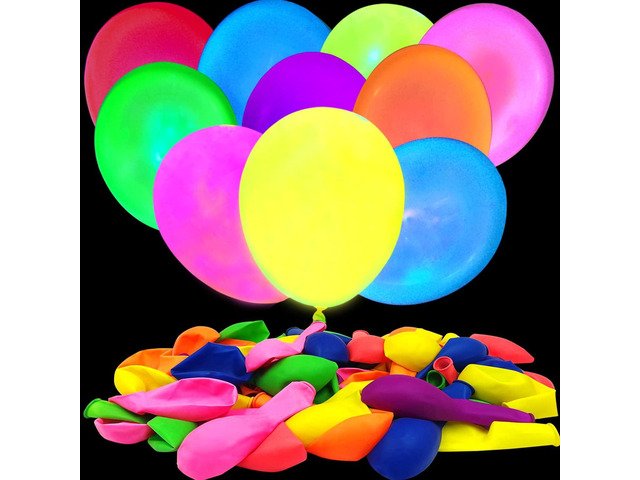 110 Pieces UV Neon Balloons Glow in the Dark Party Supplies Black Light for Glow Party Helium Fluorescent Latex Neon Balloons for Kids Birthday...