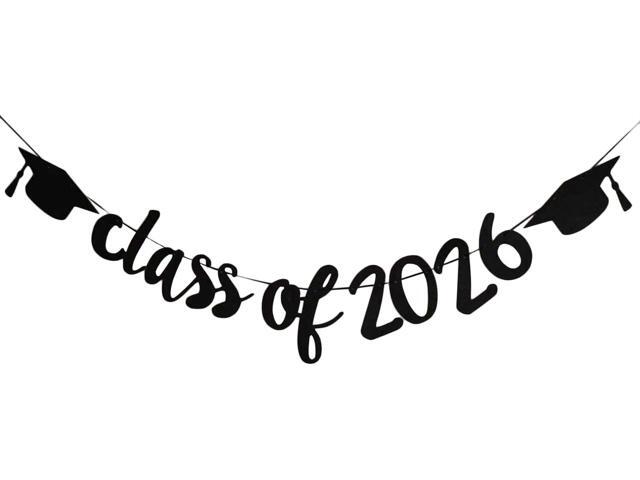 2026 Graduation Banners Party Decorations, Black Class of 2026 with Hat Graduation Banners Garland for Congratulation Graduations Party Supplies,...