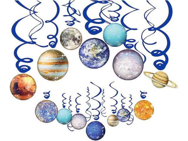 Space Hanging Decor, Solar System Hanging Swirl Party Supplies Space Happy Birthday Banner for Boys Girls Kids Space Themed Planets Birthday Party...