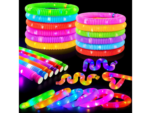 24 PCS Light Up Party Favor Supplies for Kids 4-8-12,4th of July Bulk Glow Stick Bracelet Necklace Accessories Decoration for Toddlers,Birthday...