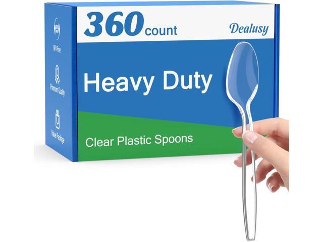 Dealusy 360 Count Clear Plastic Spoons Disposable, BPA-Free, Heat Resistant, Solid and Durable Disposable Spoons Heavy Duty Bulk, Premium Spoons.