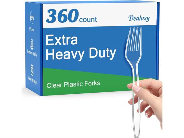 Dealusy 360 Count Extra Heavy Duty Clear Plastic Forks Disposable, BPA-Free, Heat Resistant, Solid and Durable Disposable Forks Bulk, Premium...