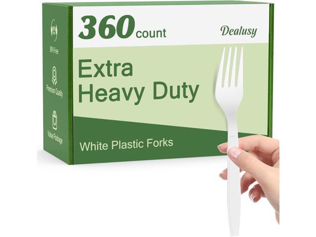 Dealusy 360 Count Extra Heavy Duty White Plastic Forks Disposable, BPA-Free, Heat Resistant, Solid and Durable Disposable Forks Bulk, Premium...