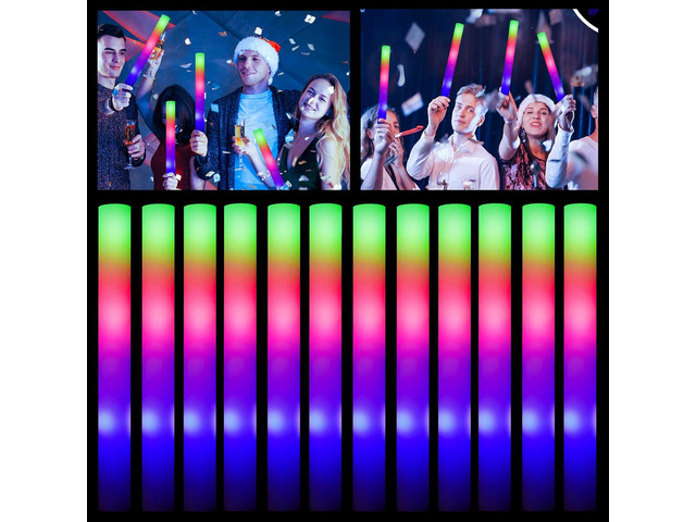 Glow Sticks Bulk - 100 Pcs LED Foam Sticks Glow in the Dark Party Supplies with 3 Modes Flashing Effect, Glow Batons Party Favors for Party Wedding...