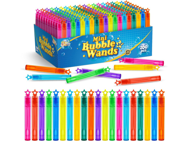 SpringFlower 200 Pieces Mini Bubble Wands, Party Favors Assortment Toys for Kids,Themed Birthday, Halloween, Goodie Bags, Carnival Prizes, Wedding,...