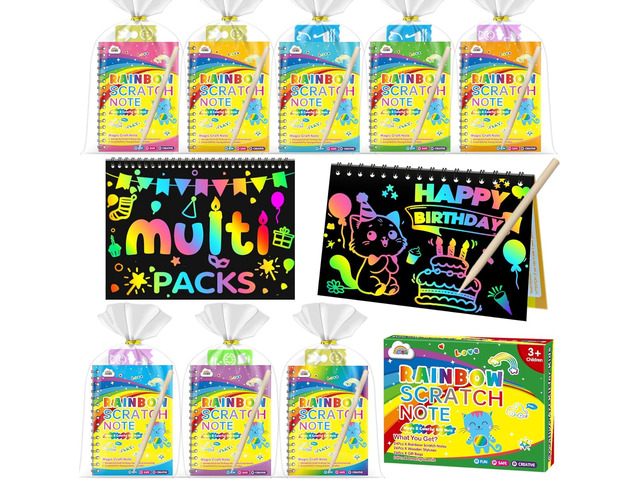 ZMLM 24 Pack Rainbow Scratch Art Party Favors for Kids 4-8 - Mess-Free Birthday Goodie Bags Stuffers, Classroom Prizes Grades 13, Creative Paper...