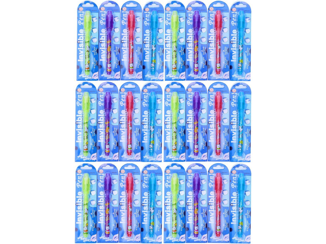 VOVRU Invisible Ink Pen 24Pcs Spy Pen with UV Light Magic Marker Kid Pens for Secret Message and Birthday Party,Writing Secret Message for Easter...