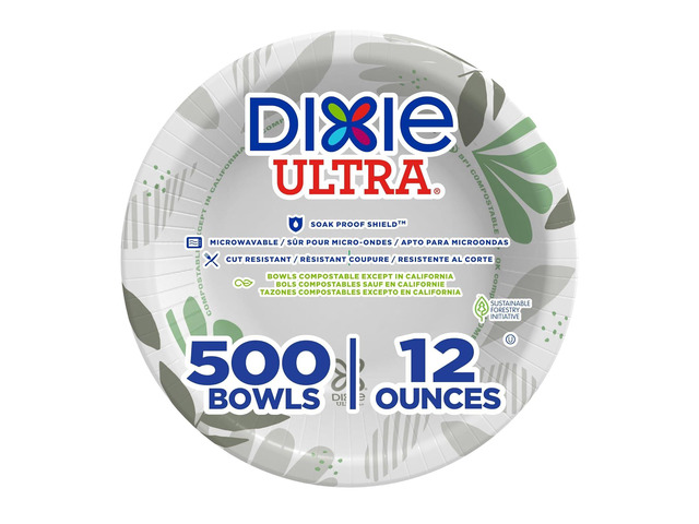 Dixie Ultra 12 oz Heavy-Weight Paper Bowls By GP PRO, Pathways Design, 500 Count (125 Disposable Bowls Per Pack, 4 Packs Per Case), SXB12WS