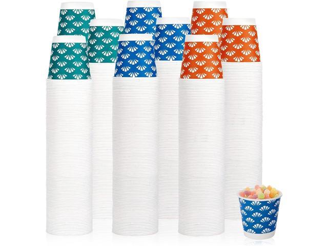 JollyPack 1200 Pack 3 oz Disposable Bathroom Paper Cups, Small Mouthwash Cups in Orange, Blue, and Green, Great for Candy, Biscuits, Bathroom Use,...