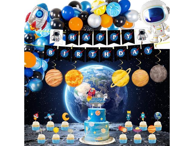 Outer Space Party Supplies, 87Pcs Party Decorations - Rocket Balloons, Solar System Swirl Decorations, Cupcake Toppers, Astronaut Birthday Banner,.