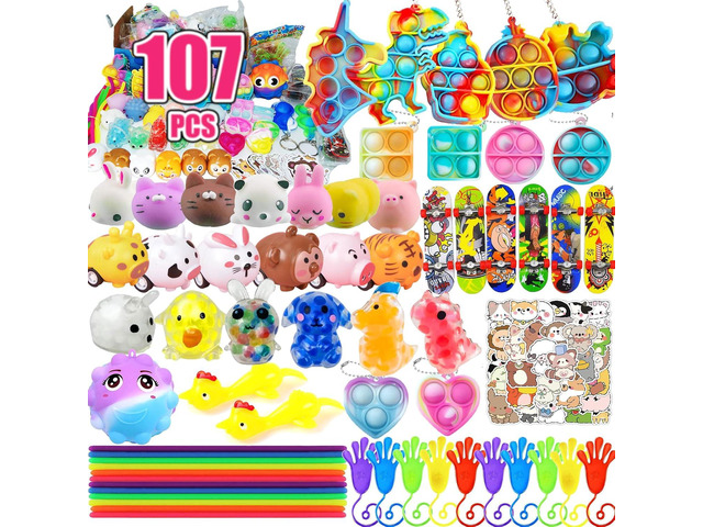 Leeche Premium Pop Party Favors Toys for kids,107PCS Prize Box Toys for All Ages kids,Birthday Party, School Classroom Rewards, Carnival Prizes,...
