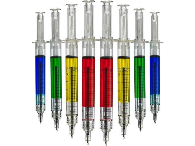 Bedwina Syringe Pens - (Bulk Pack of 120) Retractable Fun Multi Color Novelty Pen for Nurses, Nursing Student School Supplies, Birthdays, Stocking...