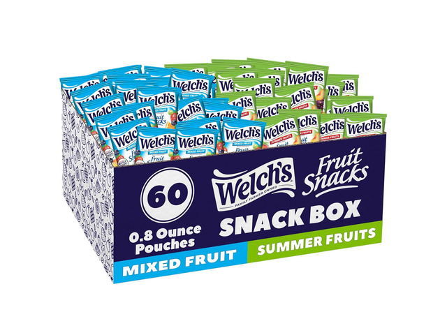 Welch's Fruit Snacks, Mixed Fruit & Summer Fruits Snack Box, Gluten Free, 0.8oz Snack Packs (Pack of 60)
