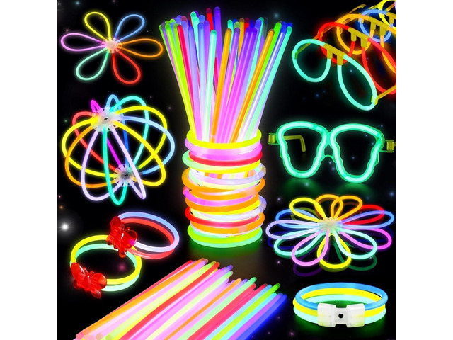 BUDI 467Pcs Glow Sticks Party Favors for Kids Adults Glow in the Dark Party Supplies 4th of July Accessories Neon Decors 200 GlowSticks Bulk 8...