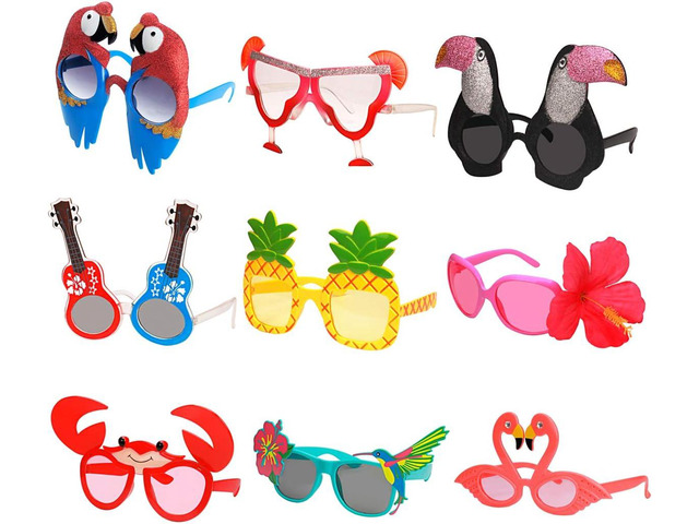 Ocean Line Luau Party Sunglasses - 9 Pairs Funny Hawaiian Glasses, Tropical Fancy Dress Props, Fun Summer Kids Party Favors, Beach Themed Party...