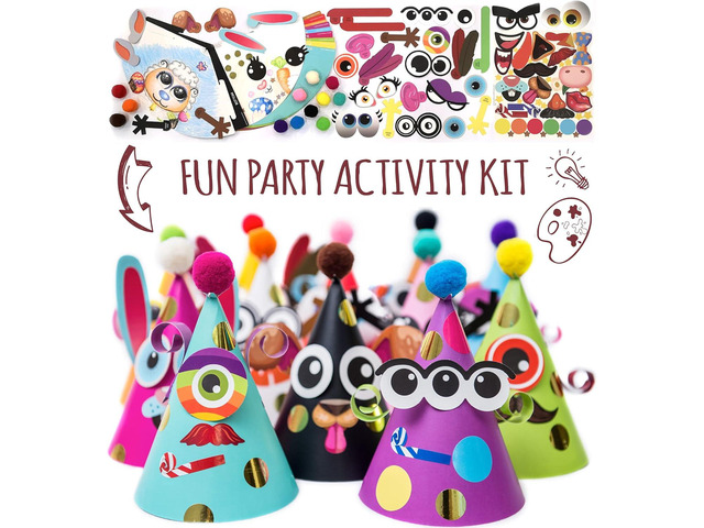 Glittery Garden Party Hats for Kids Art & Craft. Fun Birthday Activity Kit with Stickers. Animal Theme Party Favor, Game Supplies. Christmas,...