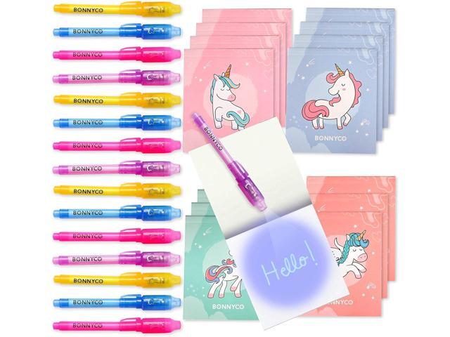 BONNYCO Invisible Ink Pen and Notebook Pack 16, Unicorn Party Favors for Kids. Magic Spy Pen Goodie Bags Stuffers for Kids, Unicorn Birthday Party...
