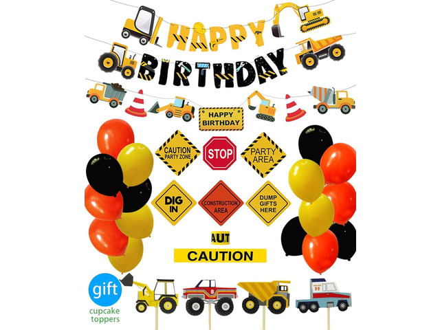 Construction Birthday Party Supplies Dump Truck Party Decorations Kits Set for Kids Birthday Party 51 pack