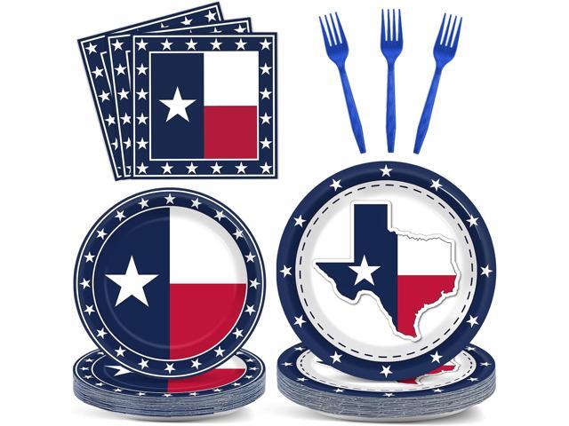 gisgfim 96Pcs Texas State Flag Party Supplies Paper Plates Napkins Texas State Theme Party Tableware Set Texas State National Party Decorations.