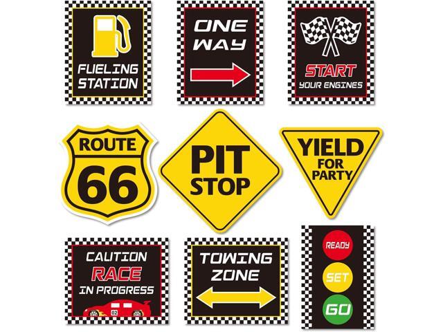 Huray Rayho Race Car Birthday Party Supplies Checkered Flags Racing Happy Birthday Party Signs Cutouts Cars Birthday Party Supplies Let's Go Racing...