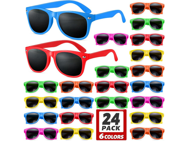 GINMIC Kids Sunglasses Party Favors, 24Pack Valentines Neon Sunglasses for Kids, Boys and Girls, Great Gift for Birthday Party Supplies, Beach,...