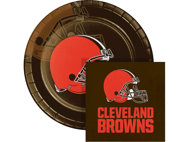 Trendware Cleveland Browns Paper Plate and Napkin Party Kit, Serves 16, Officially Licensed
