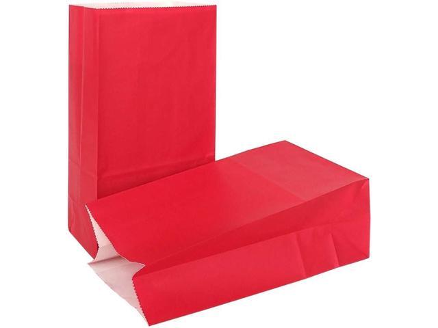 KEYYOOMY Small Red Paper Bags Red Party Goodie Bags Party Favor Bag Paper Lunch Bag (100 CT, 4.7x2.4x8.7 In)