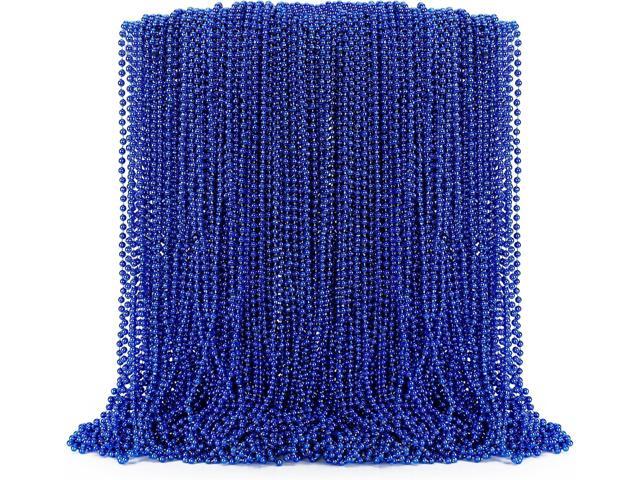 EOBOH 100PCS Mardi Gras Beads Necklace, Blue Bead Necklaces Stuff Bulk, 33' Christmas Necklace Party Supplies, Festival Parade Throw Accessories...