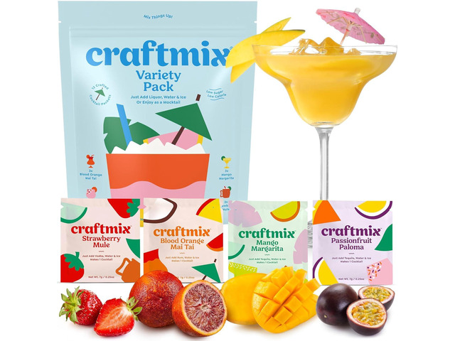 Craftmix Variety Pack Cocktail & Mocktail Drink Mixer, Skinny Mixes - Water Flavoring Packets - Made With Real Fruit - Vegan Low-Carb, Low-Sugar,...