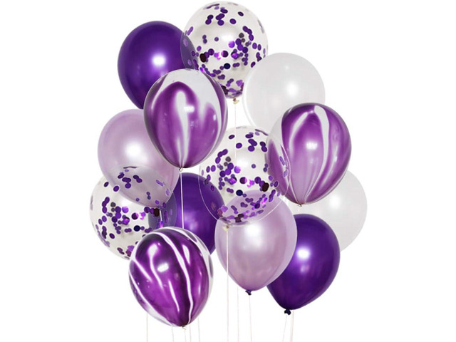 JOJO FLY 50 Pcs 12 Inches Purple and White Balloons, Purple Confetti Balloons, Lavender Birthday Decorations, Balloon Garland Arch Graduation Party...
