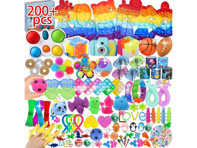 200 Pcs Party Favors for Kids, Fidget Toys Bulk, Birthday Gift Toys, Stocking Stuffers, Treasure Box Birthday Party, Goodie Bag Stuffers, Carnival...