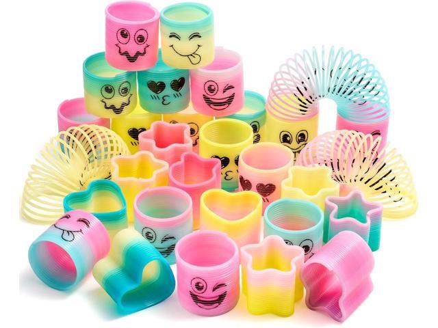 JOYIN 120 Pcs Spring Rainbow Party Favor, Mini Plastic Coil Spring Toy, Fidget Stress Coil Mini Springs Bulk Toys for Carnival Prize Birthday,...
