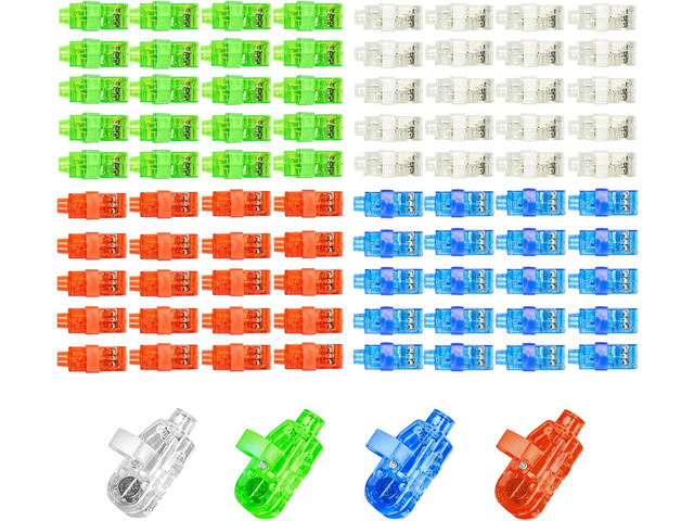 Novelty Place 80Pcs LED Party Finger Lights for Kids with Screw-Secured, LED Finger Flashlight Light Up Finger Ring Toys for Party Favor,...
