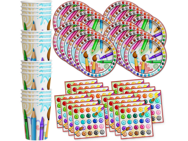 Artist Painting Birthday Party Supplies Set Plates Napkins Cups Art Tableware Kit for 16