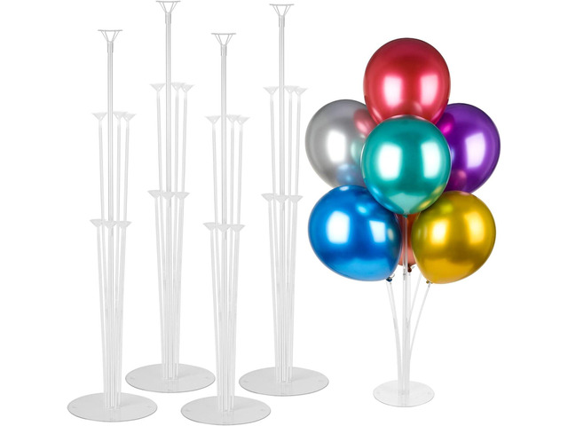 Voircoloria 4 Sets Balloon Stand Kits, Balloon Sticks Holder with Base for Table Graduation Birthday Baby Shower Gender Reveal Party Decorations