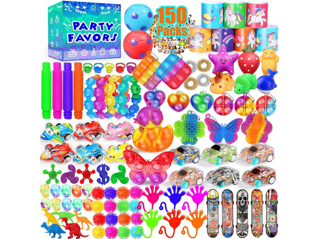 Party Favors for Kids 8-12 4-8, 150-Pack Fidget Toys Bulk, Treasure Box Toys for Classroom, Stocking Stuffers Goodie Bags, Classroom Prizes,...