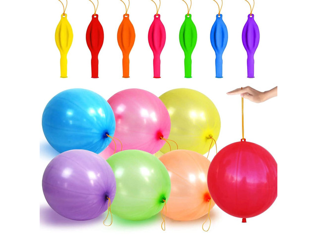LEEZZIZZ 30Pcs Punch Balloons, Thickened Neon Punching Balloon Heavy Duty Party Favors for Kids with Rubber Band Handle, Bouncy Balls for Birthday...