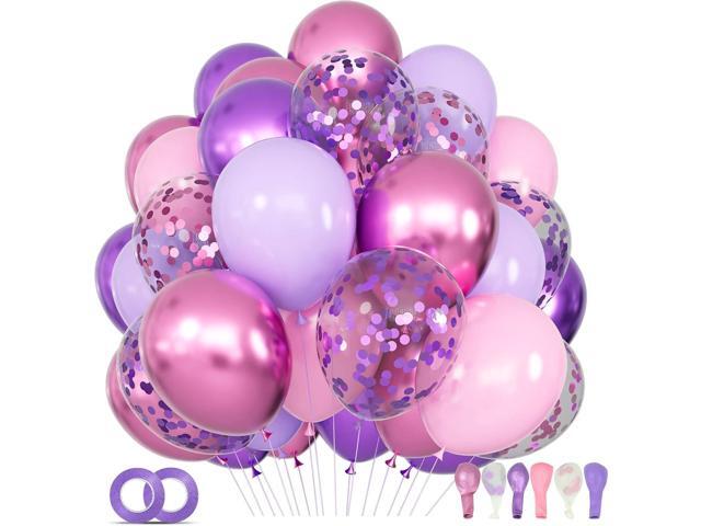68Pcs Pink and Purple Balloons 12 Inch Metallic Purple Pink Latex Balloon Confetti ballons with Ribbons Party Balloons for Wedding Girls Birthday...