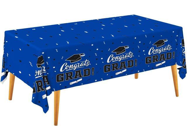 Gatherfun Graduation Decorations 2026, Gongrats Grad Tablecover for Graduation Party Supplies, 3 pcs Class Blue Table Cloths, 54'x108'