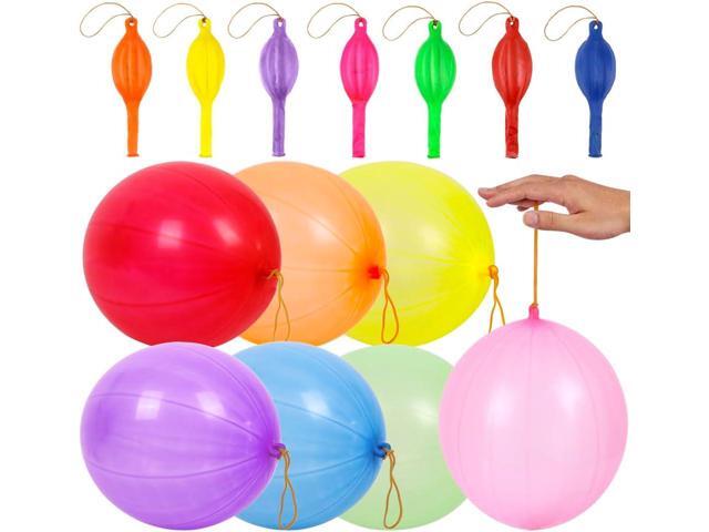 RUBFAC Punch Balloons, Birthday Balloons Party Favors For Kids, 36Pcs Thickened Heavy Duty Neon Punching Bouncy Ball for Party Goodie Bag Stuffers.