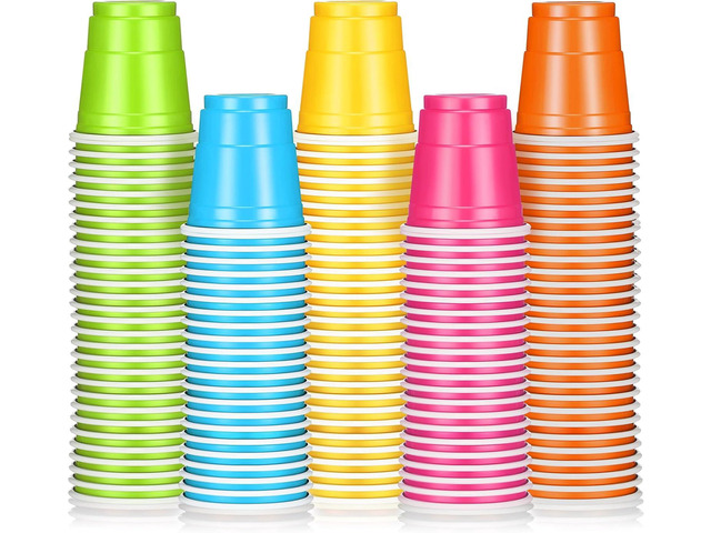 Roshtia 100 Pack 2 oz Plastic Shot Cups, Graduation Mini Disposable Shot Glasses 2 oz Party Cups for Graduation Wedding Party, Beer Taste Serving,...