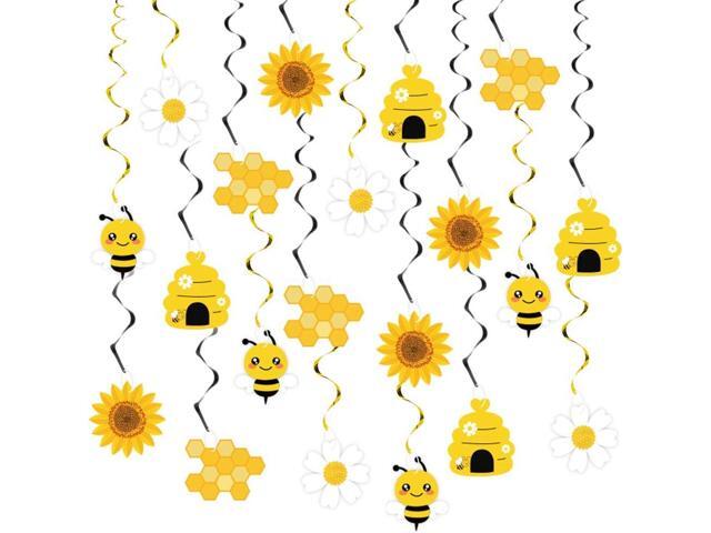 20PCS Bumble Bee Hanging Swirl Decorations, Bee Party Hanging Swirls Foil Ceiling Streamers Honey Bee Themed Party Supplies for Kids Birthday Baby...