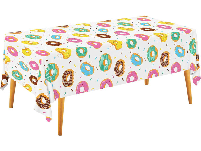 Gatherfun Donut Party Supplies: 2-Pack Donut Birthday Party Decorations,Disposable Plastic Tablecloth, Ideal Table Cover for Two Sweet Birthday,...