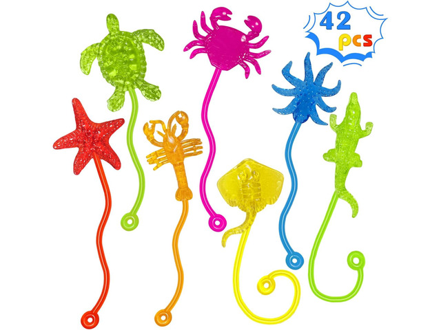 Sticky Hands Bulk 42PCS Ocean Animal Party Favors for Kids Stretchy Sticky Hand Fidget Toys Goodie Bag Stuffers Treasure Box Toys for Classroom...