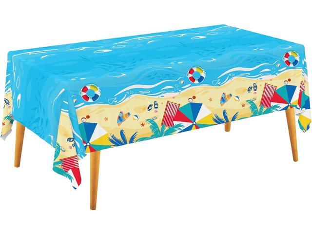 Gatherfun Beach Theme Party Supplies Summer Pool Disposable Tablecloth Plastic Waterproof Table Cover for Hawaiian Party Birthday Decorations, 3...