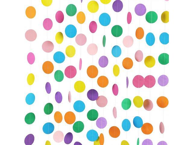 RUBFAC 5pcs Colorful Paper Garland Party Decorations Circle Dots Hanging Rainbow Decorations for Birthday Wedding Baby Shower Classroom Candyland...