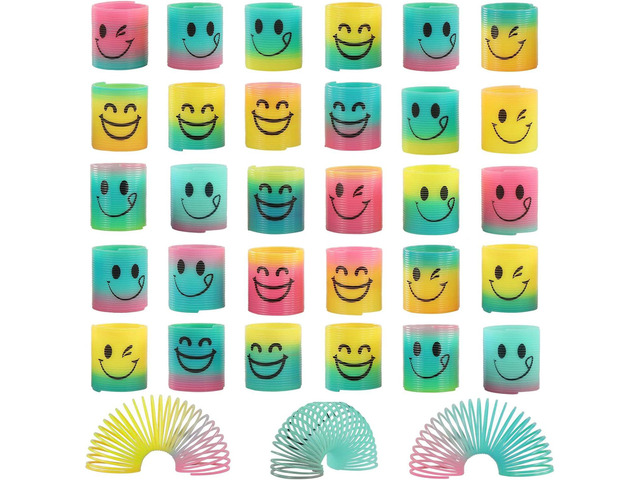 48 Pack Spring Rainbow Magic Fidget Stress Coil Mini Springs Bulk Toys for Party Favor Carnival Prize Birthday Goodie Bag Stuffers for Kids Boys...
