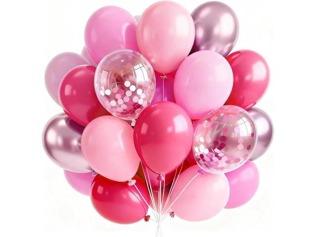 PartyWoo Pink Balloons 66pcs 12 Inch Pearl Metallic Mauve Magenta Fuchsia Hot Pink Confetti Latex Balloons for Gender Reveal Bridal Shower Baby.