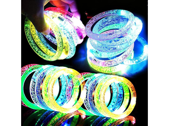 AMENON 24 Pack Glow In The Dark LED Bracelets 4th of July Party Favors for Kids Party Supplies Flashing Light Up Bracelet Glow Sticks Toys...