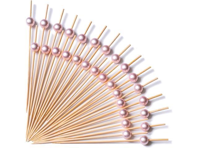 PuTwo Toothpicks for Cocktail Appetizers Fruits Dessert, 100 Count, Pink Pearls